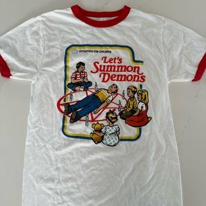 HOT TOPIC ringer tee “Let’s summon demons” size small NWOT
